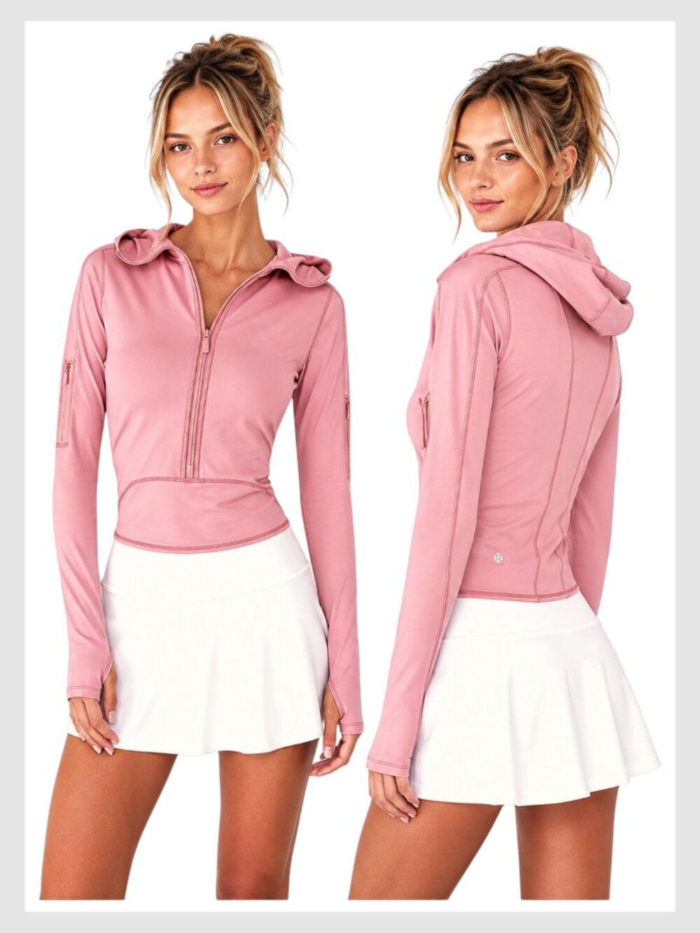 Lululemon Break A Trail 1/2 Zip Hoodie Pink Crop Size 2